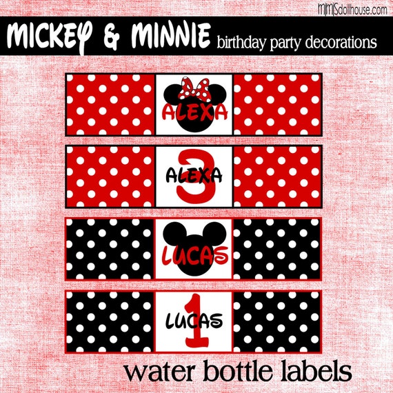 Minnie Mouse Water Bottle Labels Template