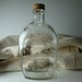 Vintage Glass Bottle - Log Cabin Liberty Bell Glass Bottle with Lid Celebrating our Bicentennial - K98