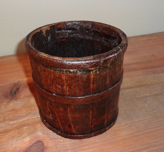 Antique Wooden Asian Rice Bucket by Legacytoo on Etsy