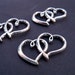Double Heart Charm, Antiqued Silver, 35mm, 4pcs