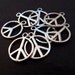 Antiqued Silver Peace Sign Charms, 14 mm, 10 pcs