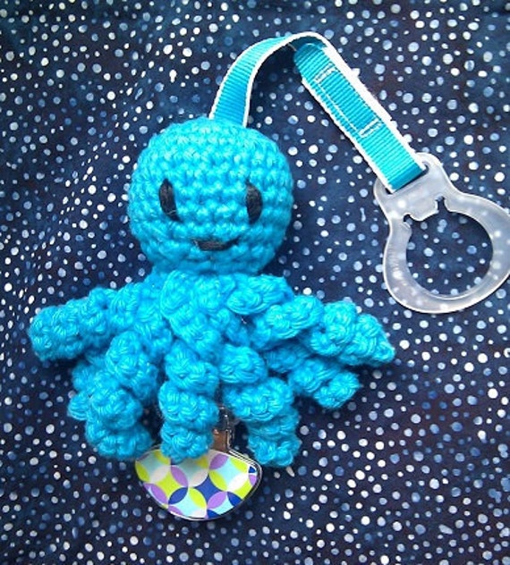 Items similar to Octopus Crochet Pacifier Clip Blue on Etsy