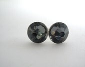 Swarovski Crystal Stud Earrings, Gray Studs, Charcoal Earrings, Dark Gray Crystal, Post Earrings, Crystal Silver Night, Bridesmaid Earrings