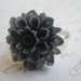 Black Flower Ring, Charcoal Resin Chrysanthemum Lucite Cabochon, Adjustable Ring