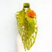 Felted Scarf merino wool silk Handmade Nuno felting shawl - Green - Gift brooch