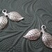 2 Antiqued Sterling Silver Plated Brass Double Leaf Charms Stampings Jewelry
