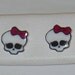 Monster High Dolls Inspired Skullete Skull Stud Earrings Bow Handmade New