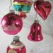 Antique PINK MERCURY Glass Christmas ORNAMENTS Set of 24 Indents Mica Snow