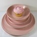 Vintage 50s PEBBLEFORD Pink Plates Bowls Taylor Smith Taylor TST 2 Place Settings