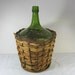 Antique Wine Demijohn Basket Green Glass Winemaking Vintage