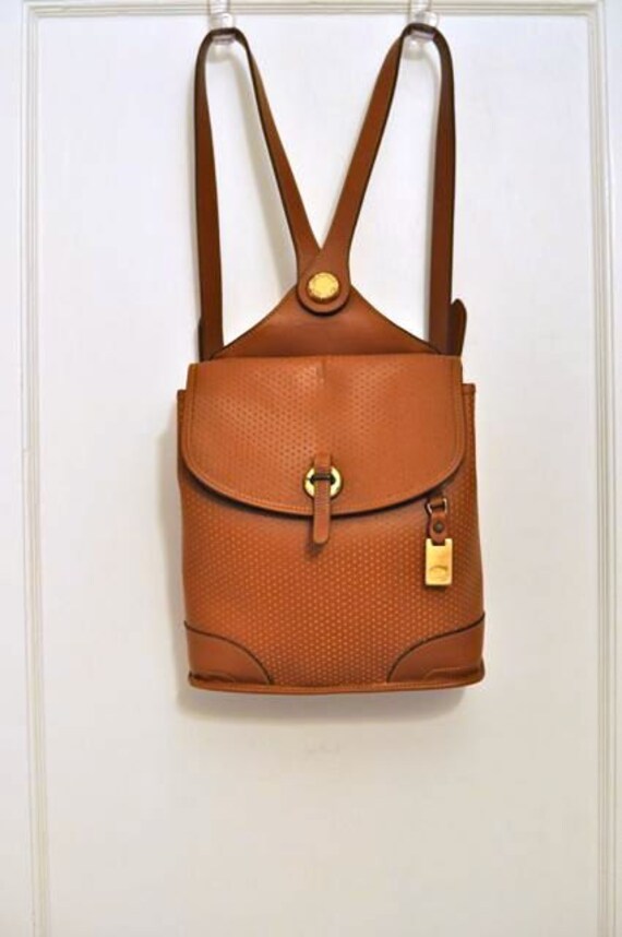 Vintage Dooney & Bourke British Tan Perforated Leather Mini