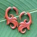 Red Fake Gauge Earrings - SUMITRA - Organic Blood Wood - Hand Carved Body Art