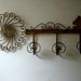skeleton key coat rack with 3 hooks, vintage french