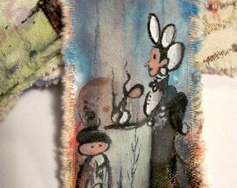 Hand made bookmark painted canvas original