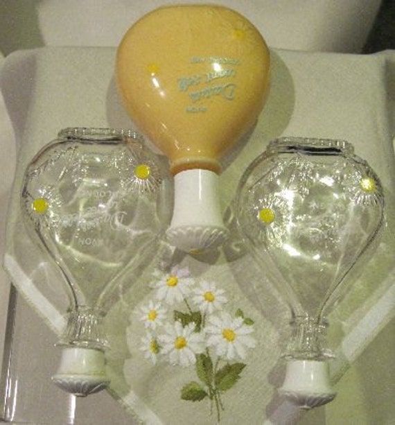 Vintage Avon Daisies Won't Tell Bottles w/Embroidered