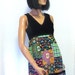 Orig 1960s Young Edwardian mini dress // velvet bodice // bold psychedelic printed cotton skirt // Empire fit