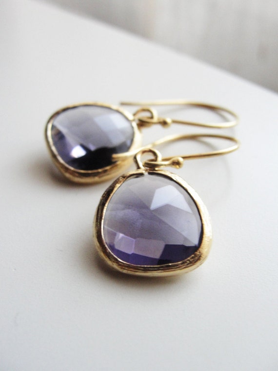 Purple and gold earrings simple chic jewelry
