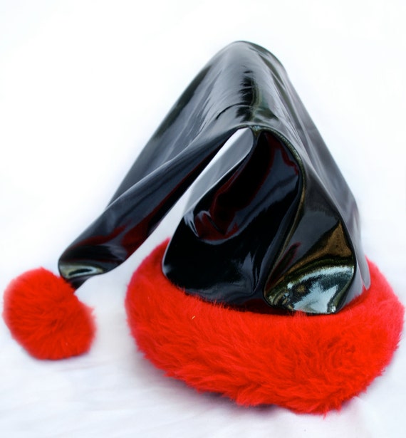 pom vinyl pom Vinyl, Stretch Naughty Santa and Faux and Red Gothic Black Hat, Fur