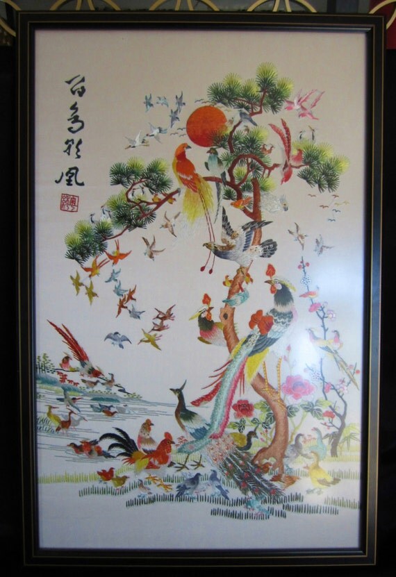 Vintage Japanese Silk Birds