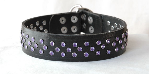 Black Leather Slip Collar Choker with Lavender by Studio1070