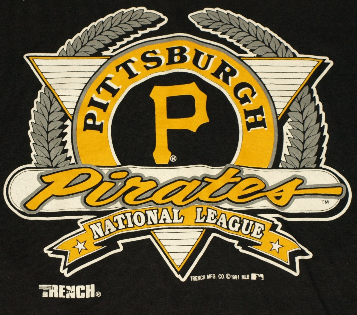 logo 90s vintage tee MLB Pittsburgh Baseball Black Vintage Logo Pirates 90s 1991