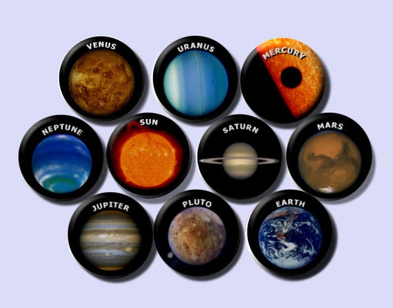 Celestial Bodies Planets in our Solar System 10 Pinback by Yesware
