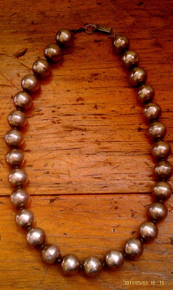 Vintage Mexico Sterling Silver Bead Necklace