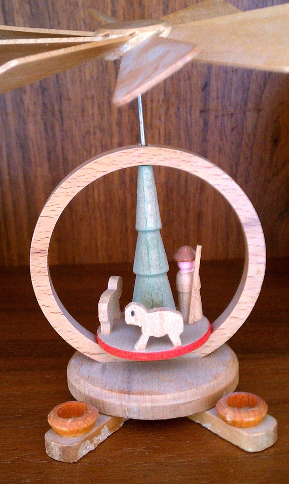 German wooden vintage candle holders