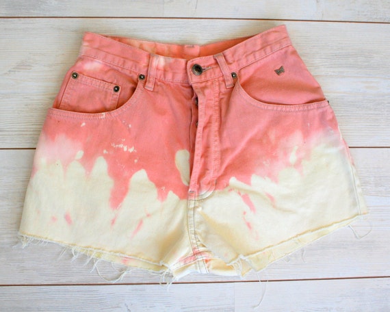 OMBRE shorts in orange and yellow denim studded shorts size
