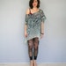 Oversized grey top with rose flower pattern - chiffon box tshirt - one size fits most from small medium to large