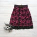 Black lace skirt with hot pink lining and polka dots waist, knee length skirt, retro inspired, classy, size small/medium S/M US 6/8