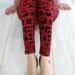 RESERVED Printed leggings in black and red print, made to order, women's leggings, LAST PIECE