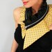 Zipper necklace collar from reclaimed silk in yellow and black, unique neckwear, silk neck collar, one of a kind