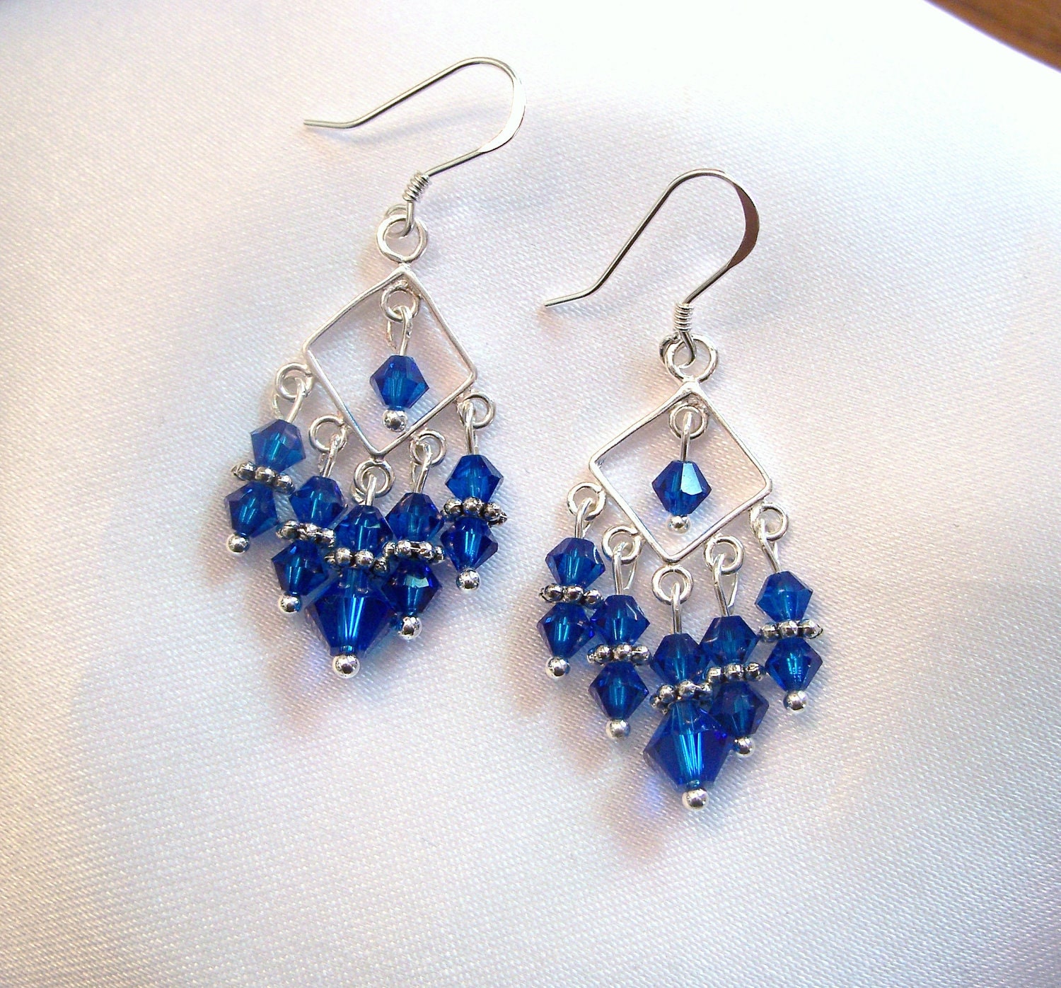 Classy Royal Blue Crystal Chandelier Earrings by BeadifulSoul