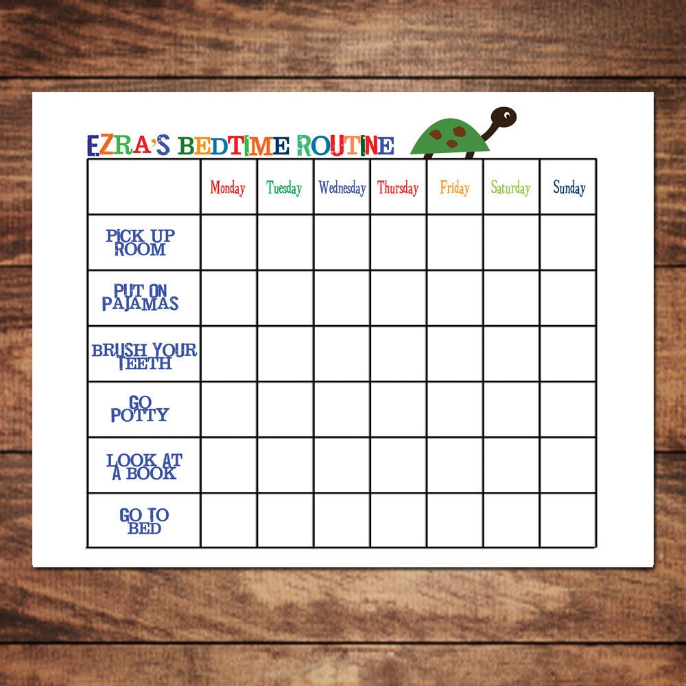 Items Similar To Printable Personalized Bedtime Routine Chart Chore