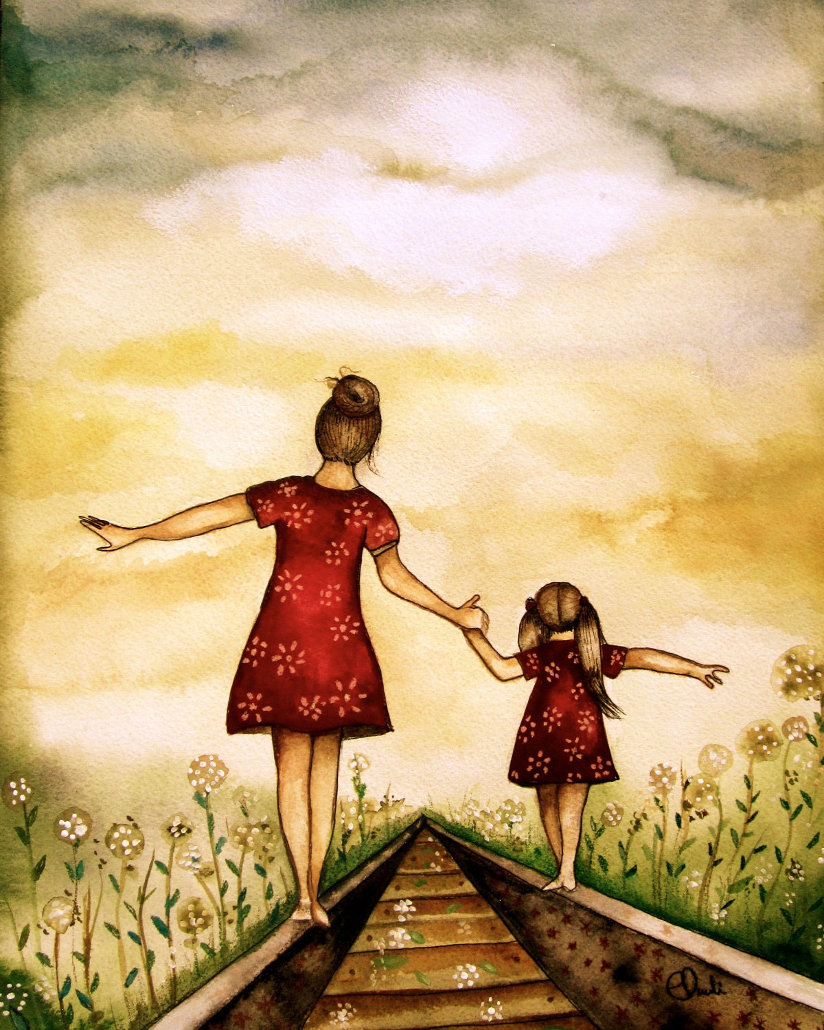 mother and daughter art print