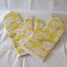 Oven Mitts Quilted Handmade One Pair Yellow and White Cherry Blossom Print Cotton Fabric