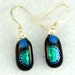 Fused dichroic earrings Sterling Silver earwires. Kaleidoscopes on black. 20% SALE