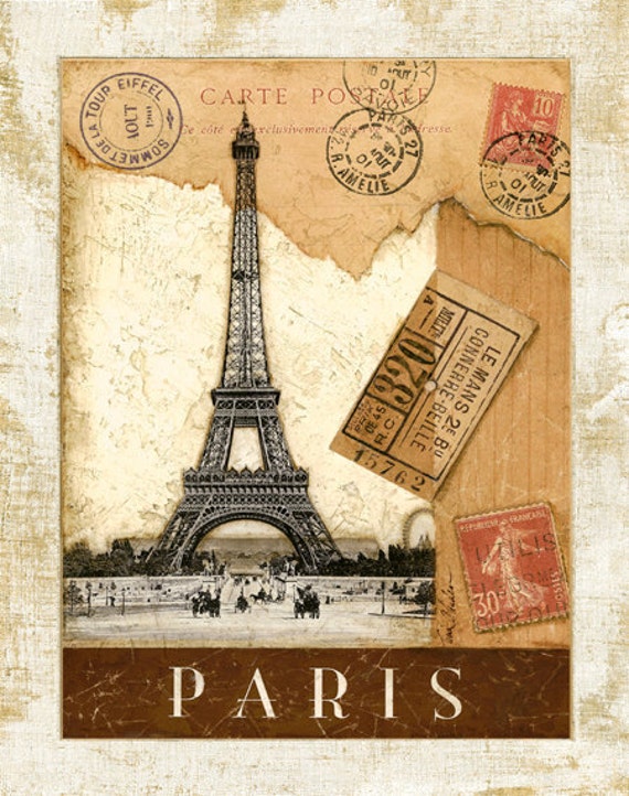 Paris Postmark Eiffel Tower 11x 14