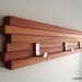 Wood Coat Rack 3 Hook Key Hat Minimalist Modern Wall Hanging 22" w/ 3 Hooks