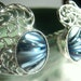 Vintage Sarah Coventry Clip Earrings- Shiny Silver Feathers with Dark Gray Iridescent Ovals 1970's