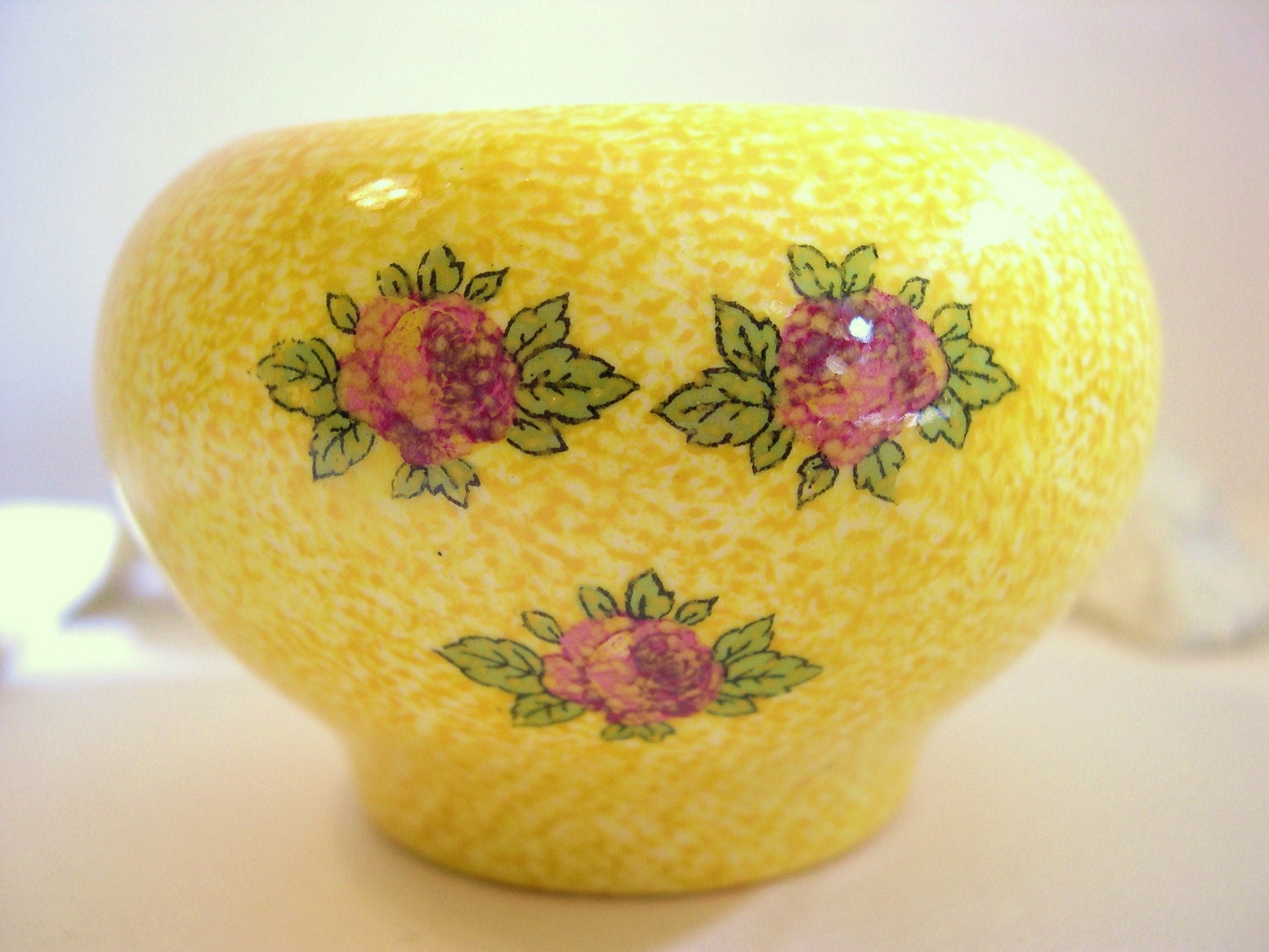 Vintage Pottery Sugar Bowl Lancaster and Sandland Yellow