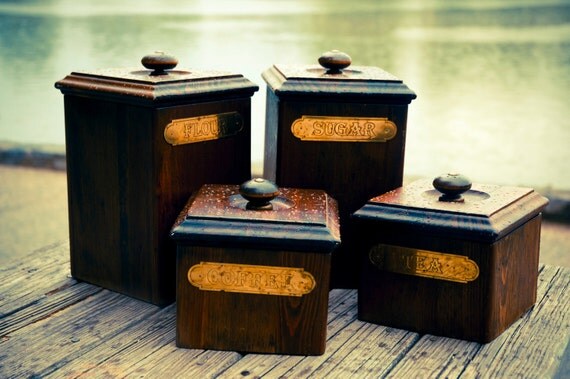 wooden canisters kitchen 4 wooden kitchen canisters by theurbanbarn on etsy wooden canisters kitchen 4 wooden kitchen canisters by theurbanbarn on etsy
