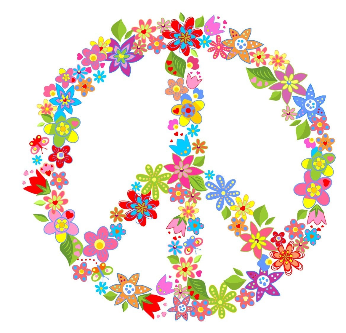 Items similar to Large Floral Peace Sign Girls Custom 3 with 6 Flowers ...