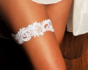 Wedding Garter White Venise Lace