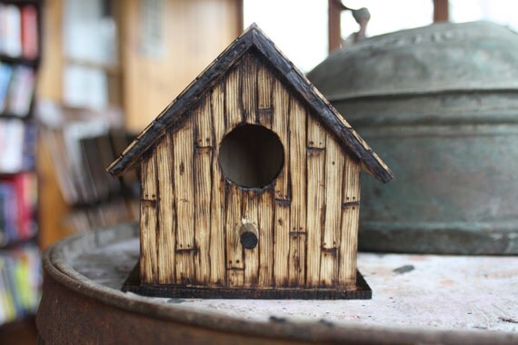 Wood Burned Bird House