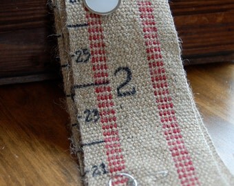 Handmade Custom Personalized Growth Chart with Red, Blue, Purple or Black Trimmed Jute Webbing Baby Mother's Day Gift