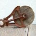 Reserved for Kristen Antique Cast Iron & Wood Industrial Barn Pulley