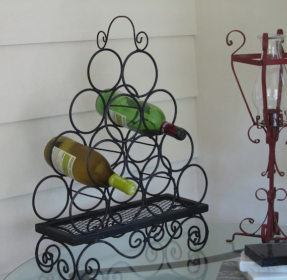 Wine Rack Vintage Mid Century Wrought Iron by SaleOfEstates