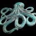 Verdigris Brass Octopus Stamping